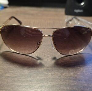 Kenneth Cole Brown and Gold Aviator Sunglasses